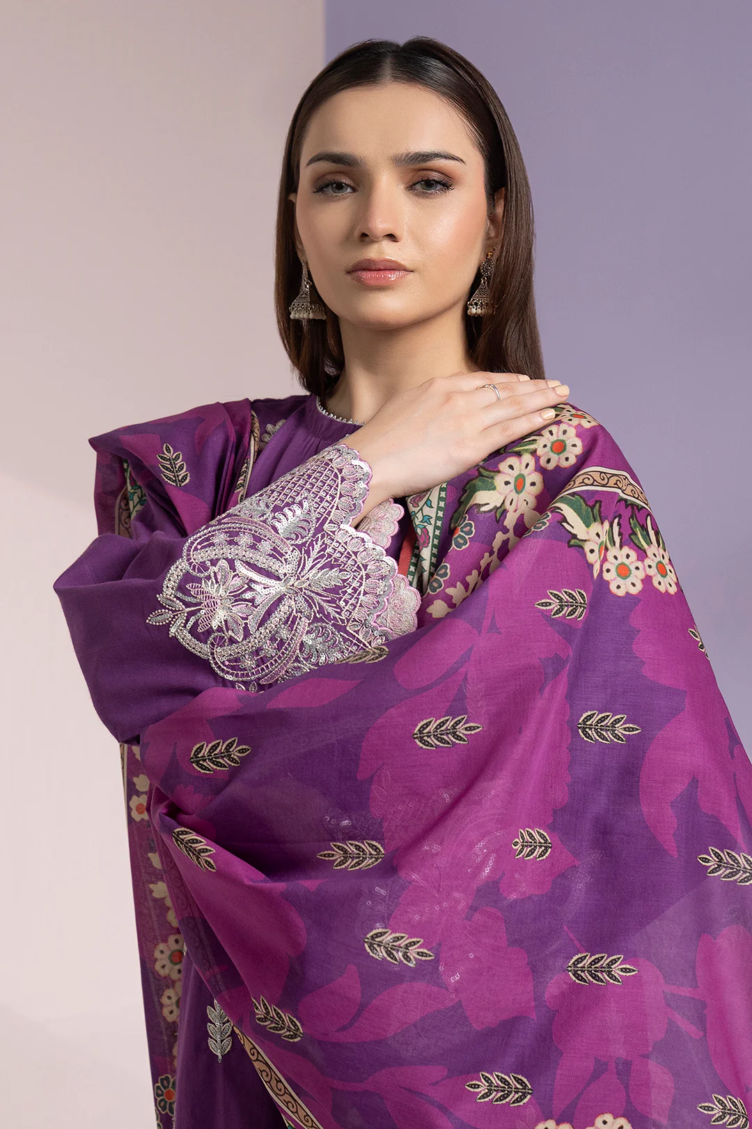 Embroidered Kurta Dupatta Trouser - 1581 - Image 3