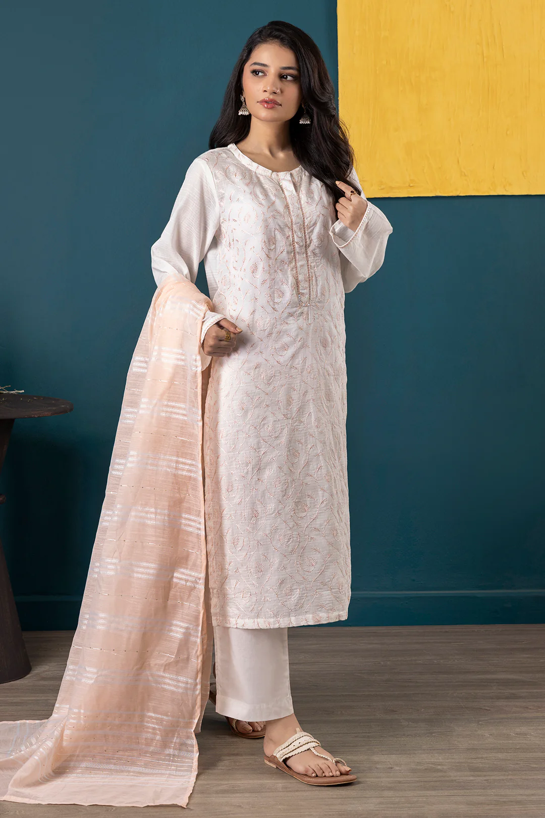 Embroidered Kurta Dupatta Trouser - 1933 - Image 3