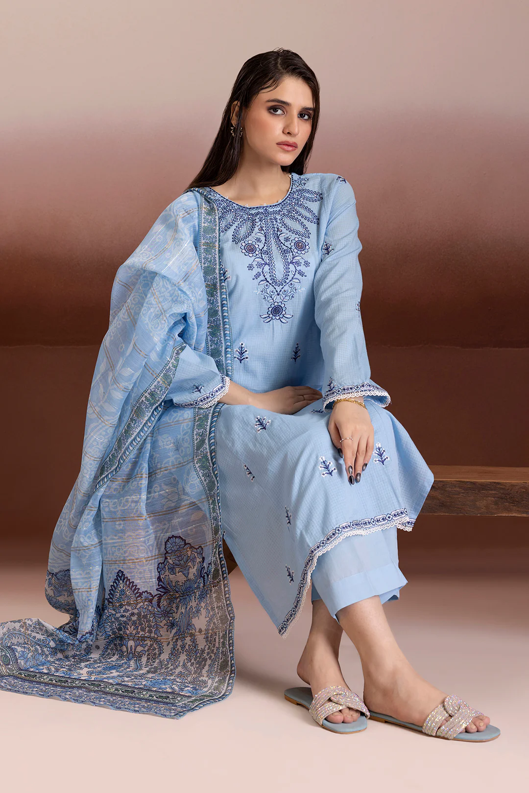 Embroidered Kurta Dupatta Trouser - 2021 - Image 5