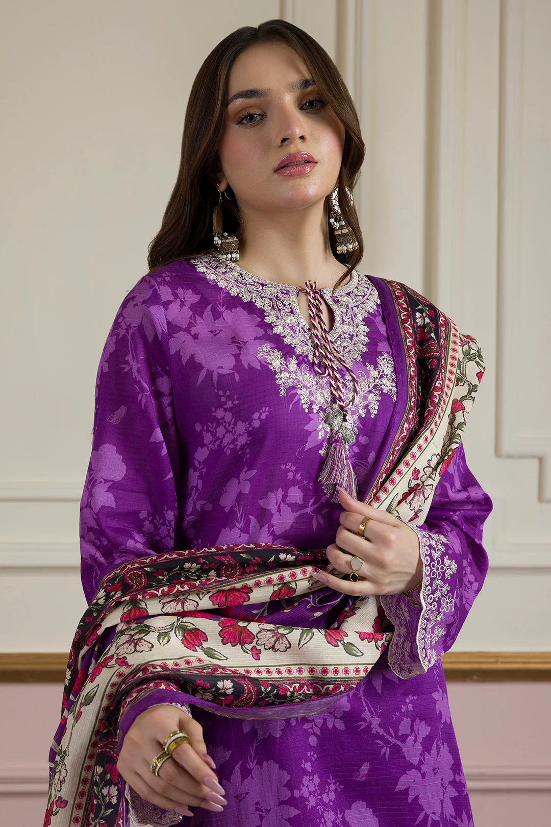 Embroidered Kurta Dupatta Trouser - 2059 - Image 2