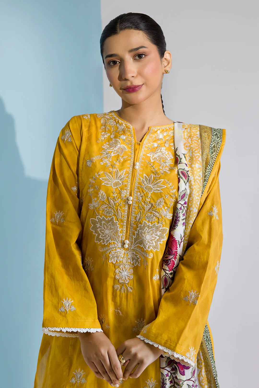 Embroidered Kurta Dupatta Trouser - 2061 - Image 2