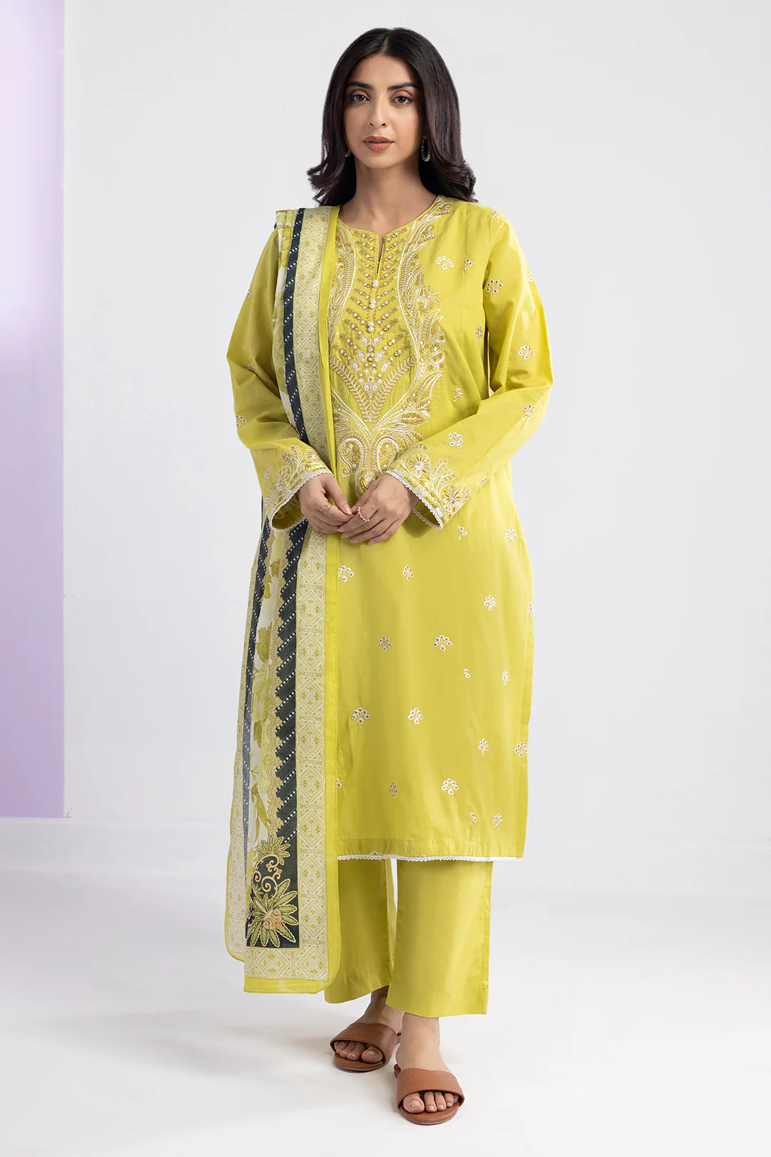 Embroidered Kurta Dupatta Trouser - 2203