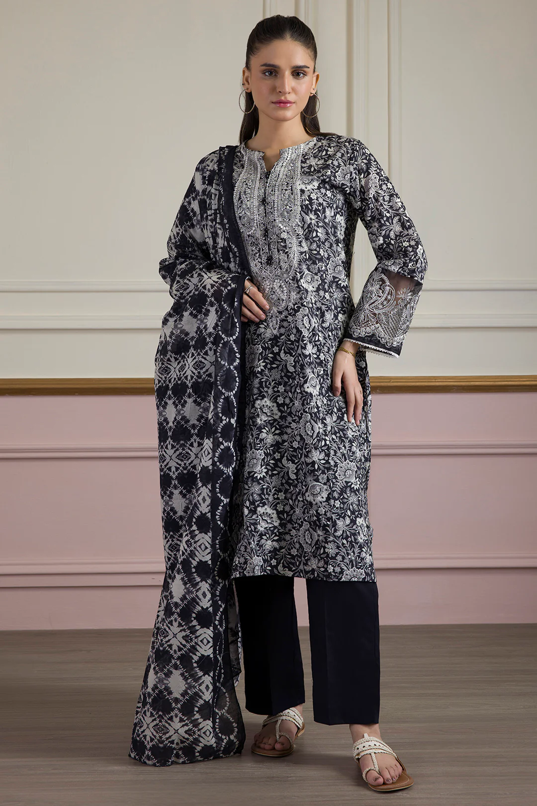 Embroidered Kurta Dupatta Trouser - 2313