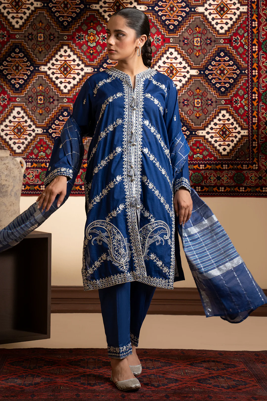 Embroidered Kurta Dupatta Trouser - 2524 - Image 5