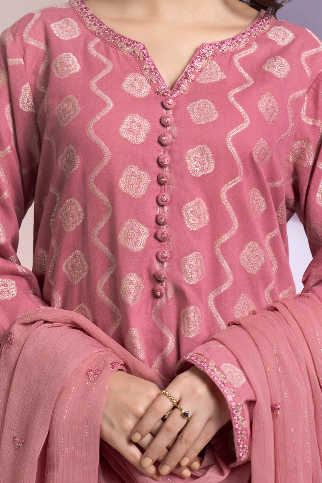 Embroidered Kurta Dupatta Trouser - 2575 - Image 4