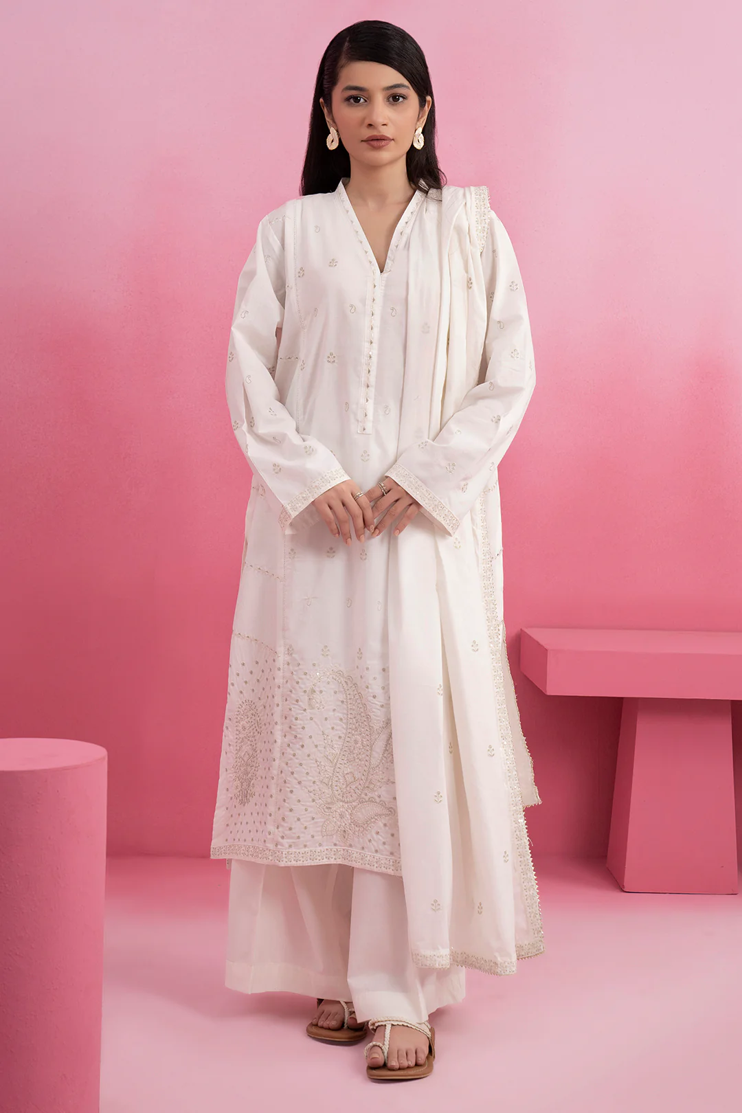 Embroidered Kurta Dupatta Trouser - 2605 - Image 5