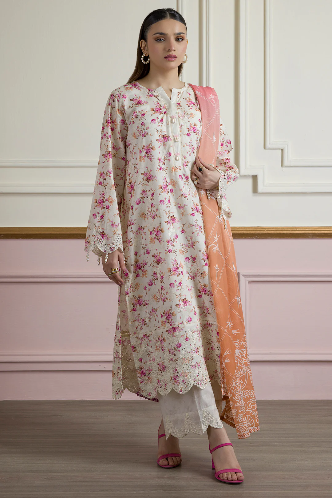 Embroidered Kurta Dupatta Trouser - 2608 - Image 3