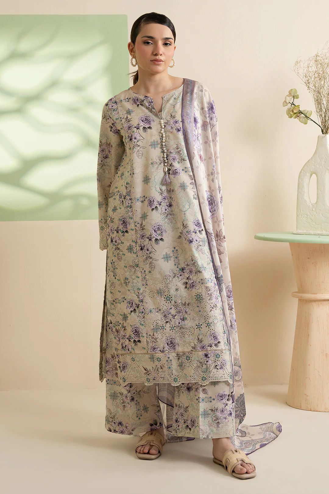 Embroidered Kurta Dupatta Trouser - 2609