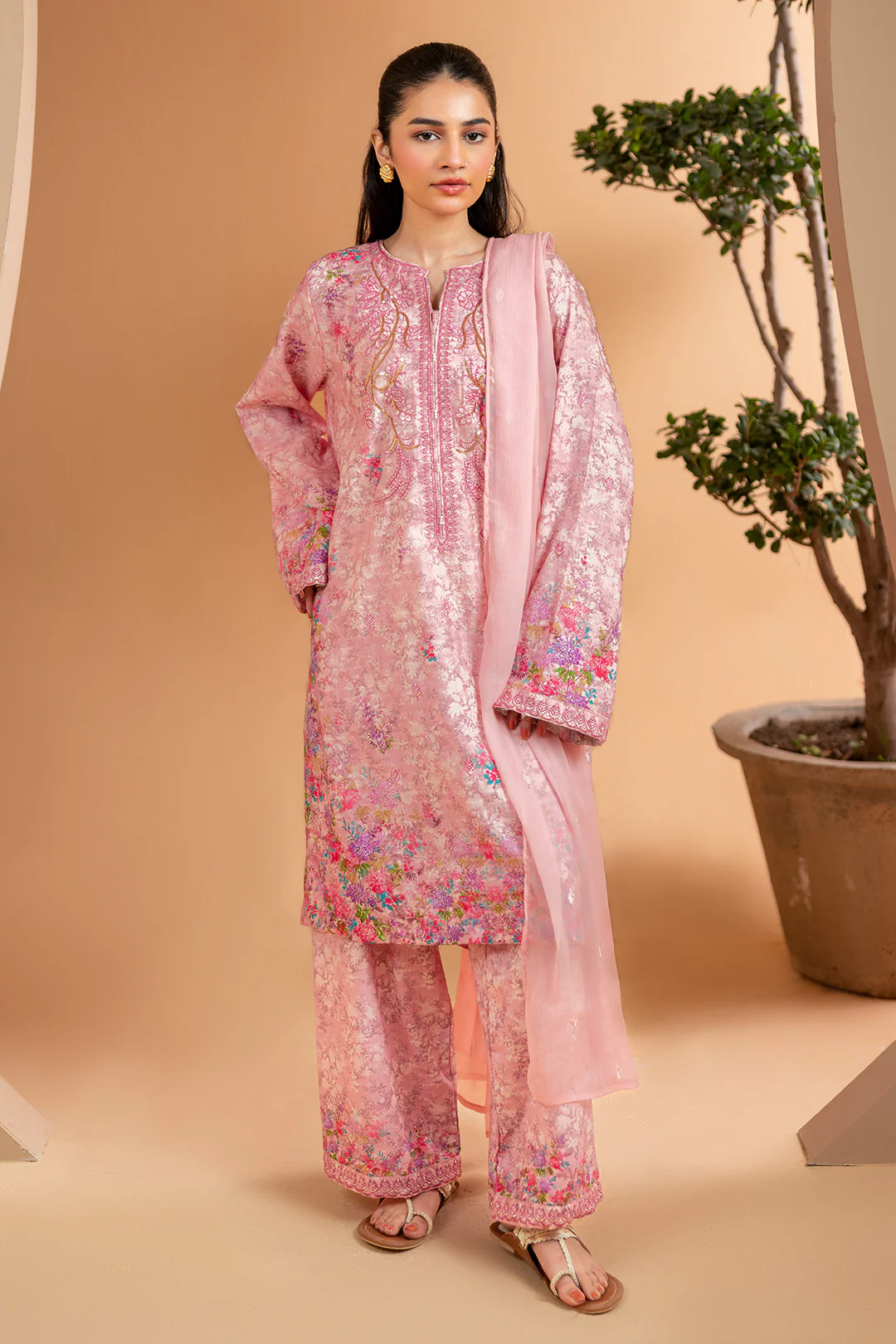 Embroidered Kurta Dupatta Trouser - 2642 - Image 3