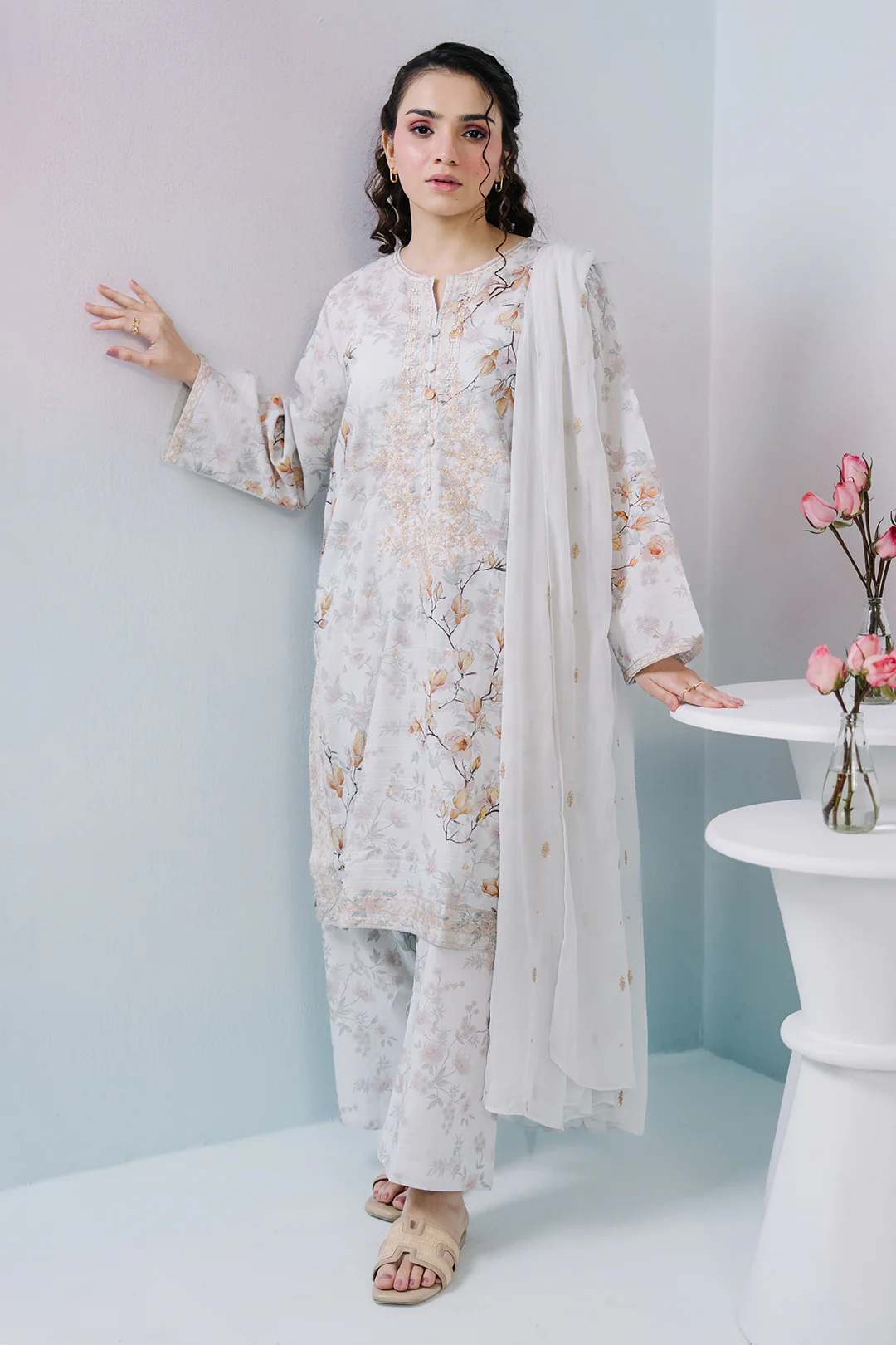 Embroidered Kurta Dupatta Trouser - 2646 - Image 3