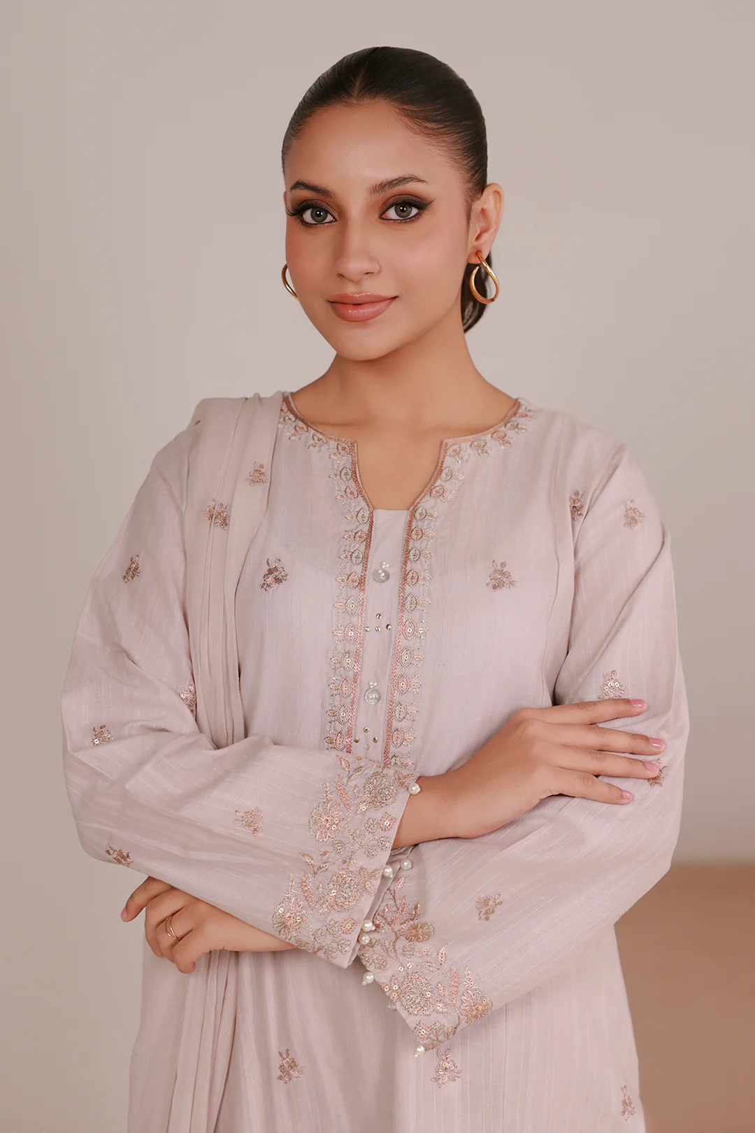 Embroidered Kurta Dupatta Trouser - 2647 - Image 2