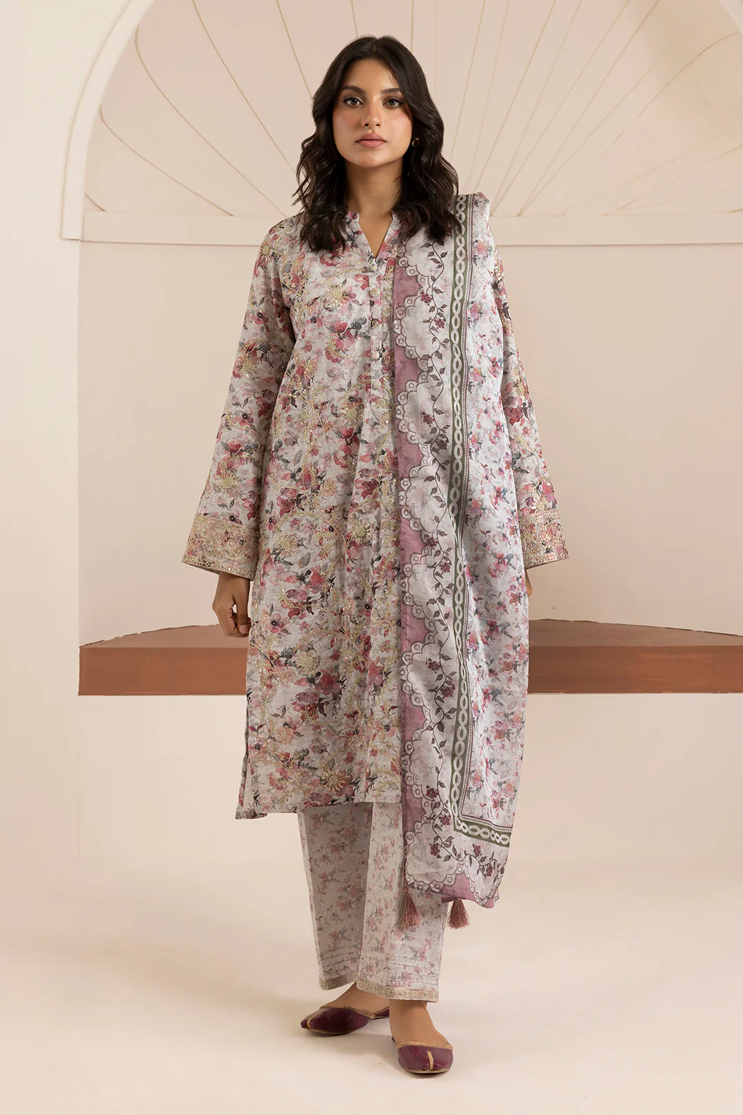 Embroidered Kurta Dupatta Trouser - 2653