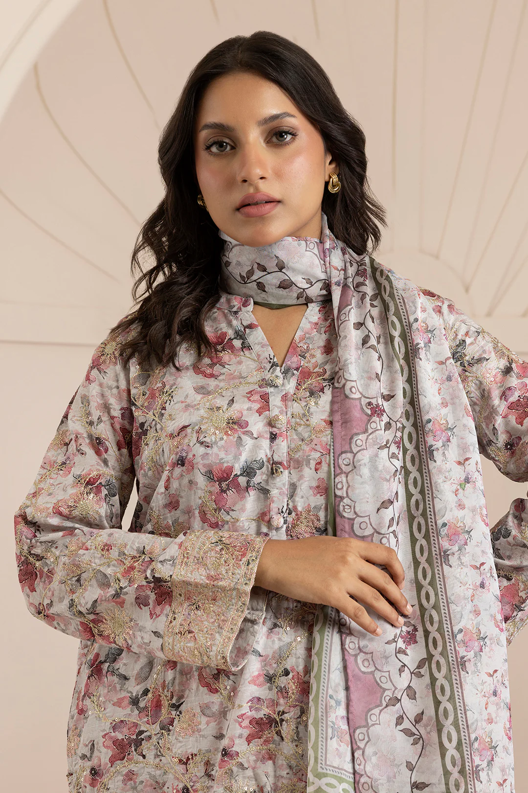 Embroidered Kurta Dupatta Trouser - 2653 - Image 6