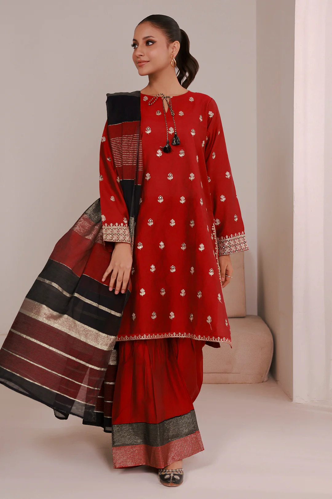 Embroidered Kurta Dupatta Trouser - 2663 - Image 3