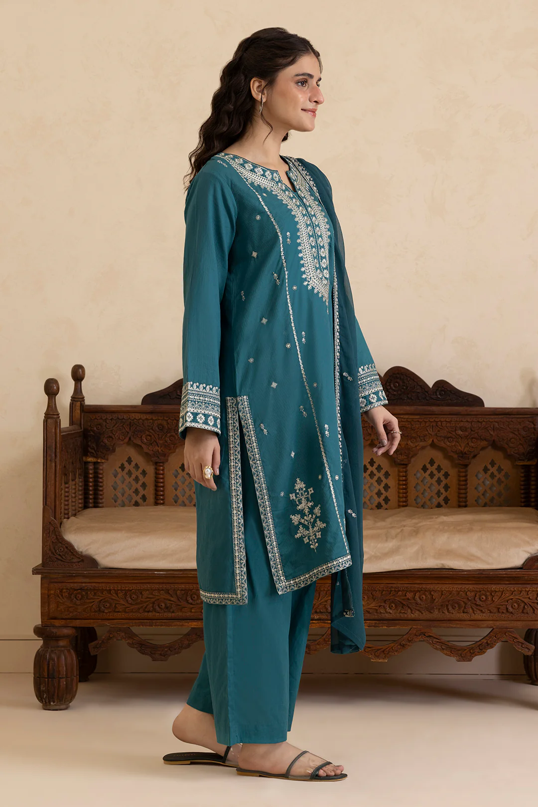 Embroidered Kurta Dupatta Trouser - 2669 - Image 7