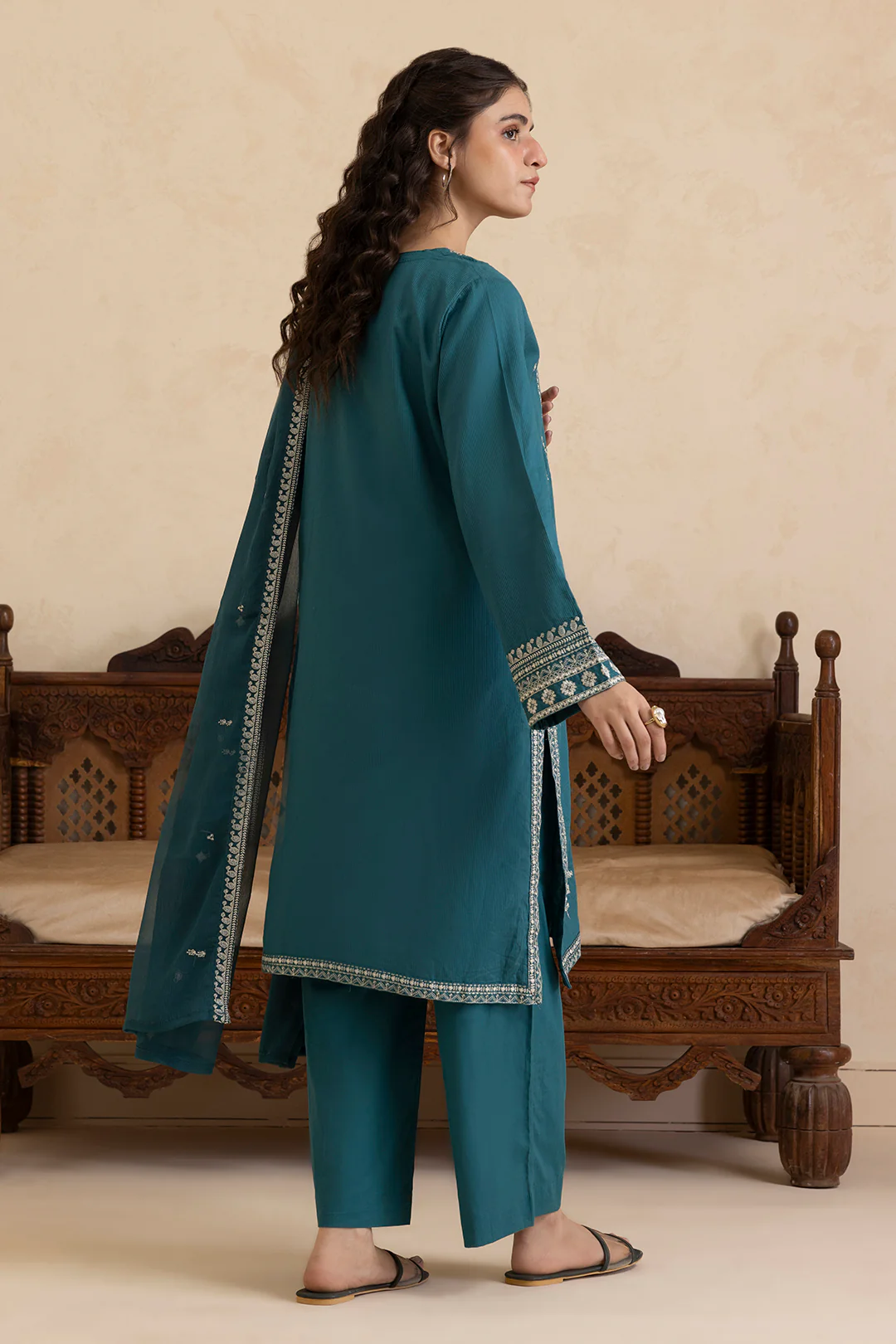 Embroidered Kurta Dupatta Trouser - 2669 - Image 9