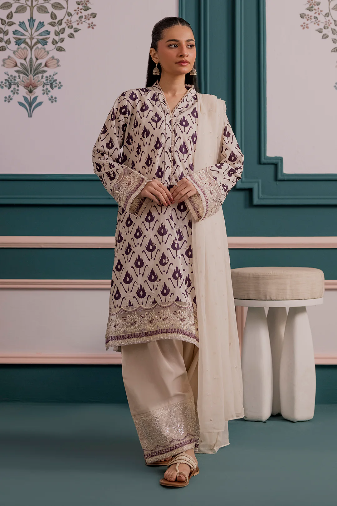 Embroidered Kurta Dupatta Trouser - 2679 - Image 5