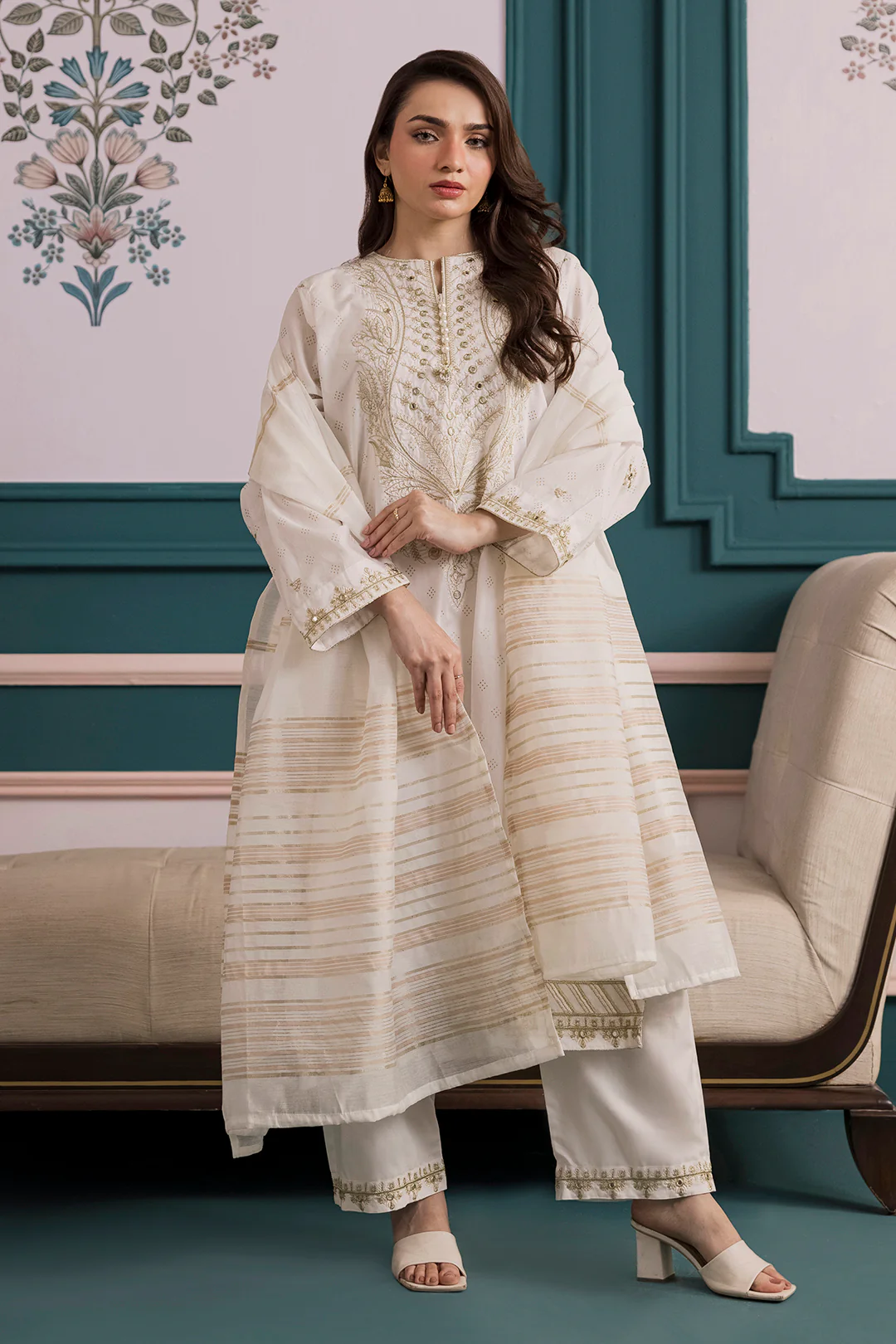 Embroidered Kurta Dupatta Trouser - 2681