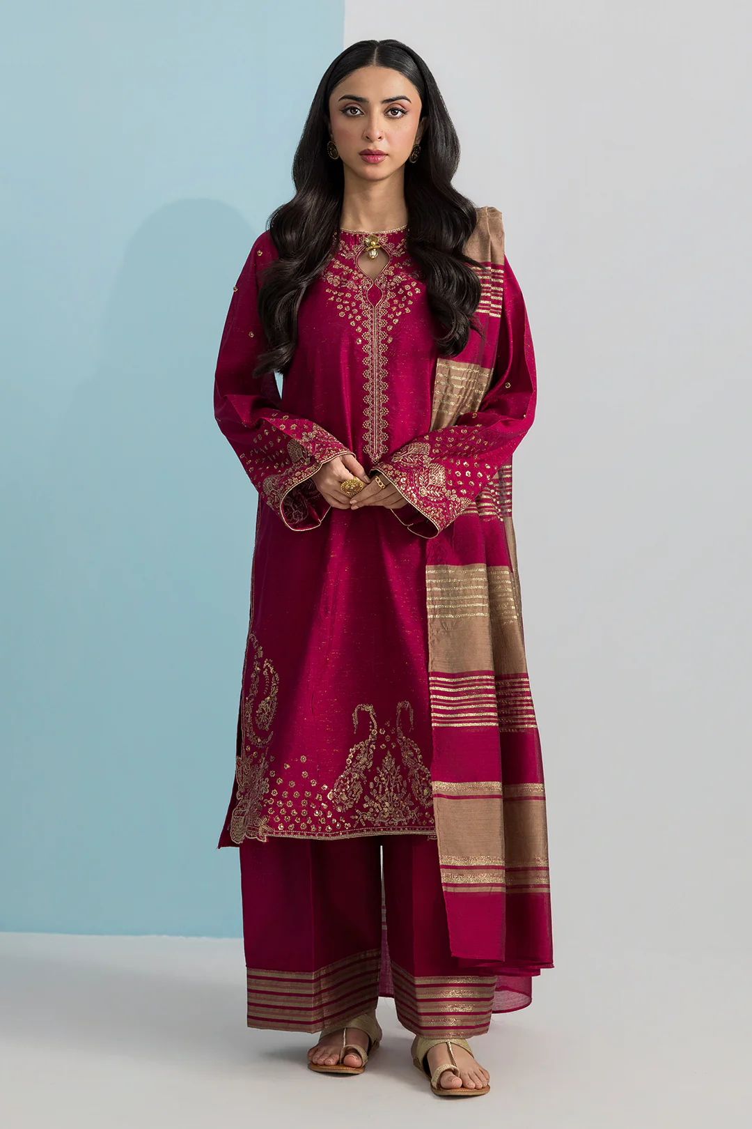 Embroidered Kurta Dupatta Trouser - 2682