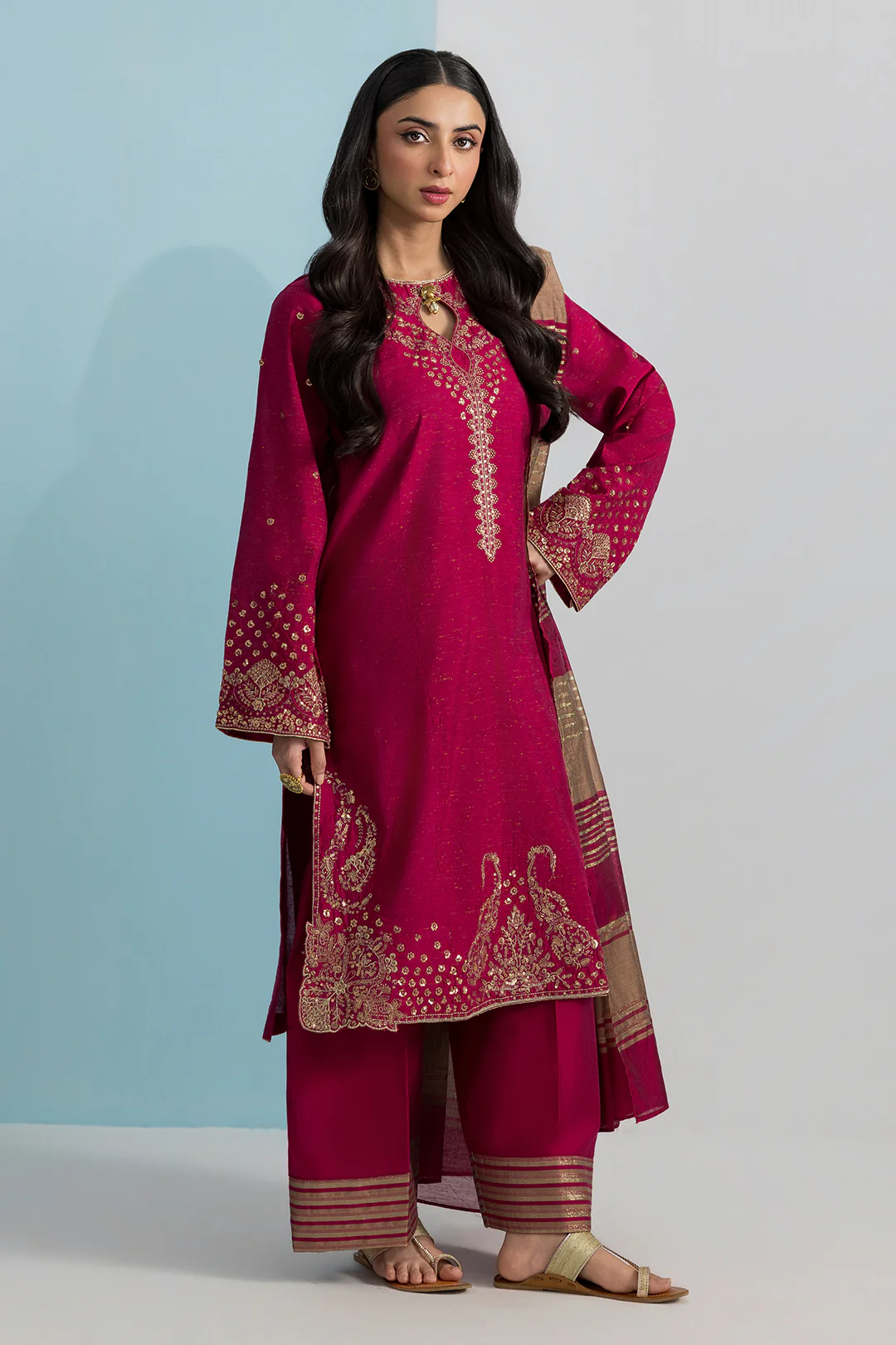 Embroidered Kurta Dupatta Trouser - 2682 - Image 4