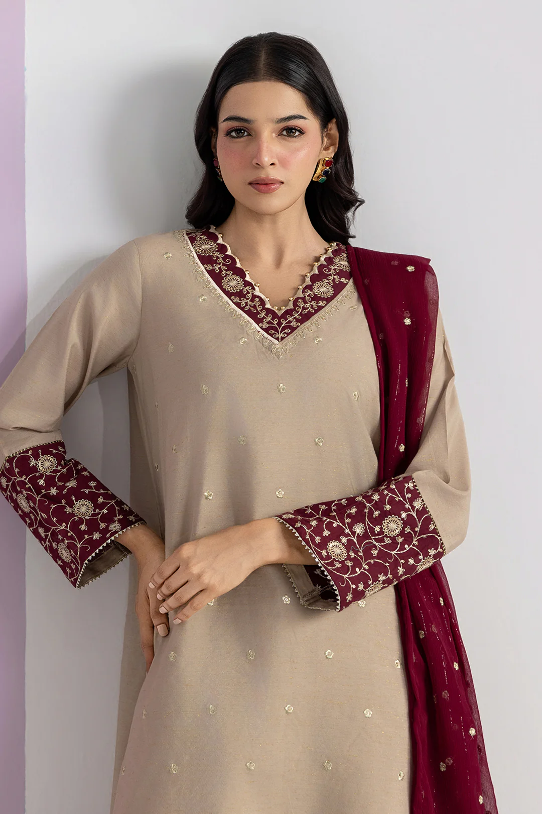Embroidered Kurta Dupatta Trouser - 2686 - Image 2