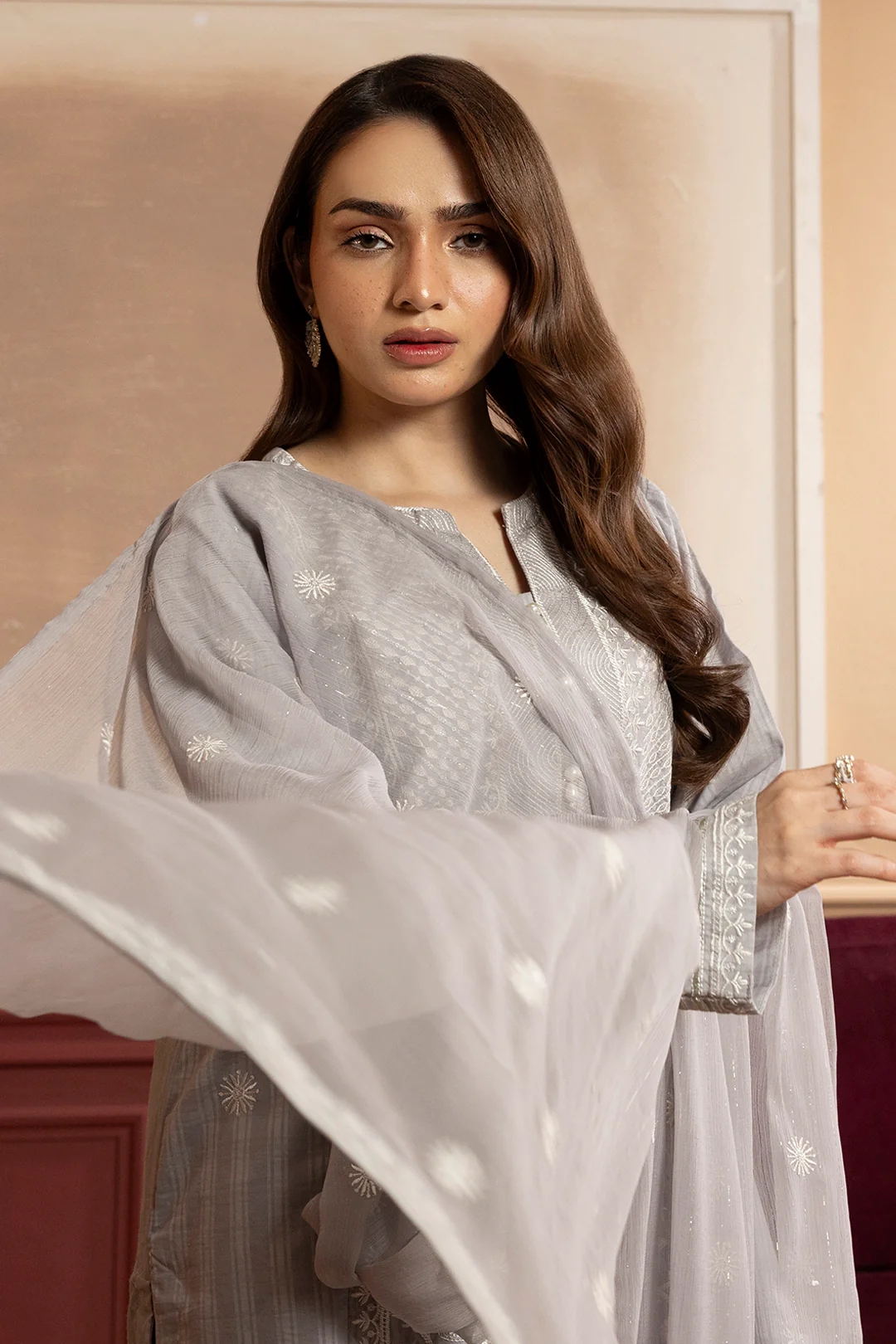 Embroidered Kurta Dupatta Trouser - 2689 - Image 2