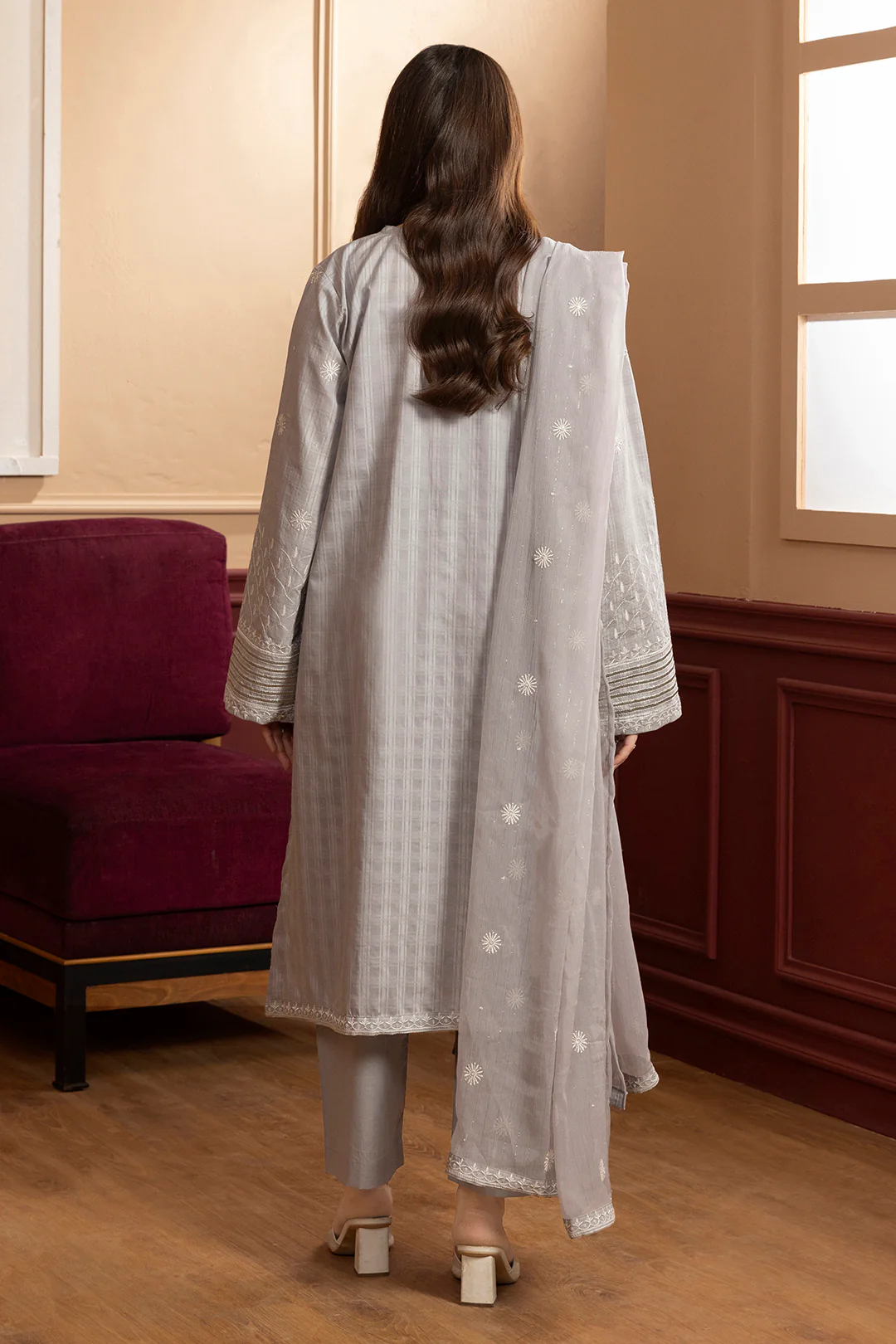 Embroidered Kurta Dupatta Trouser - 2689 - Image 9