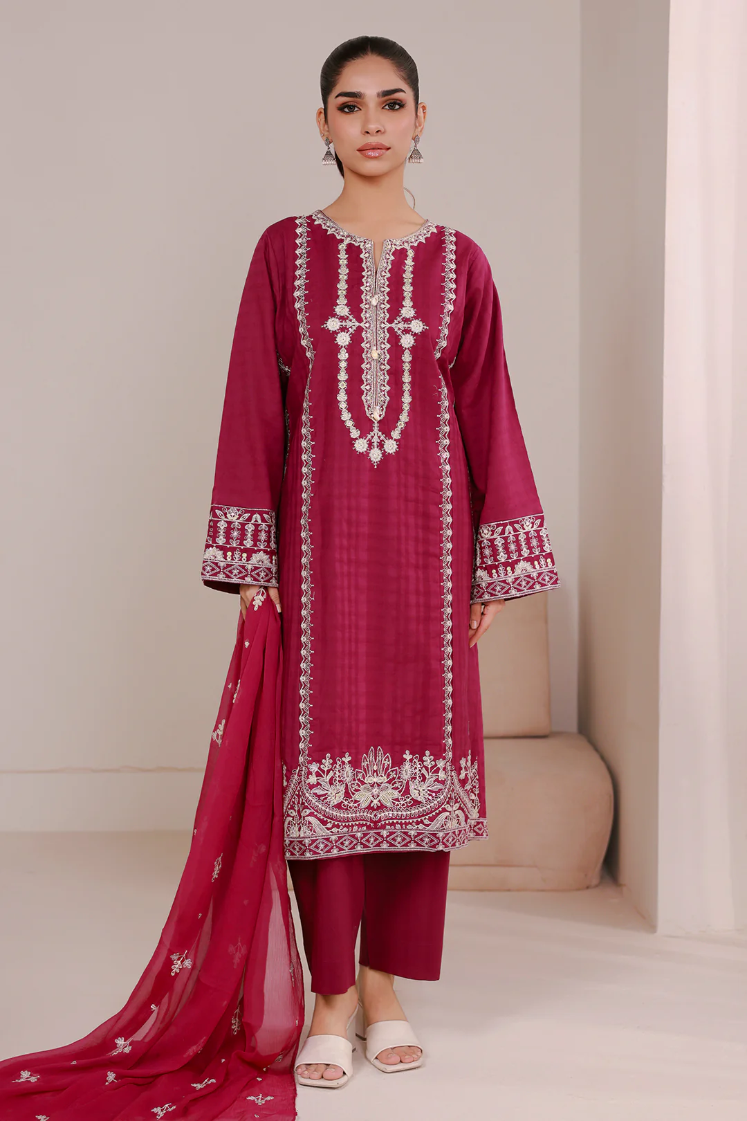 Embroidered Kurta Dupatta Trouser - 2690 - Image 2