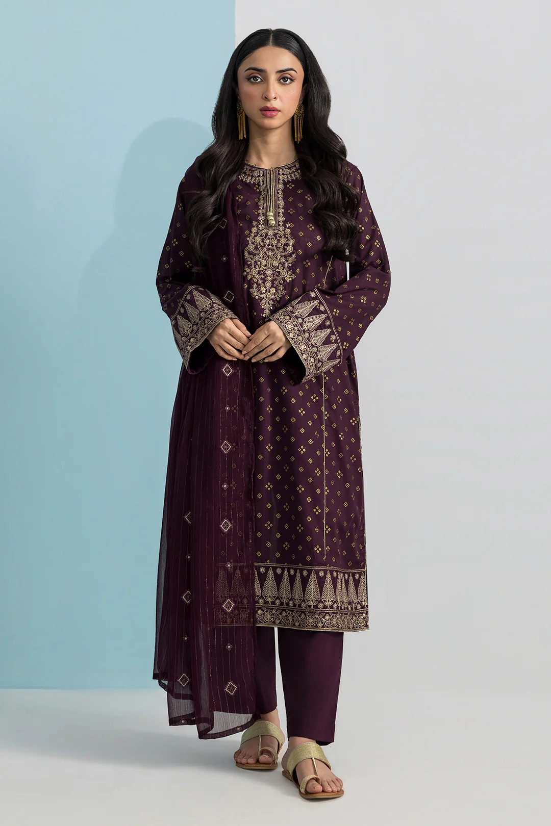 Embroidered Kurta Dupatta Trouser - 2691