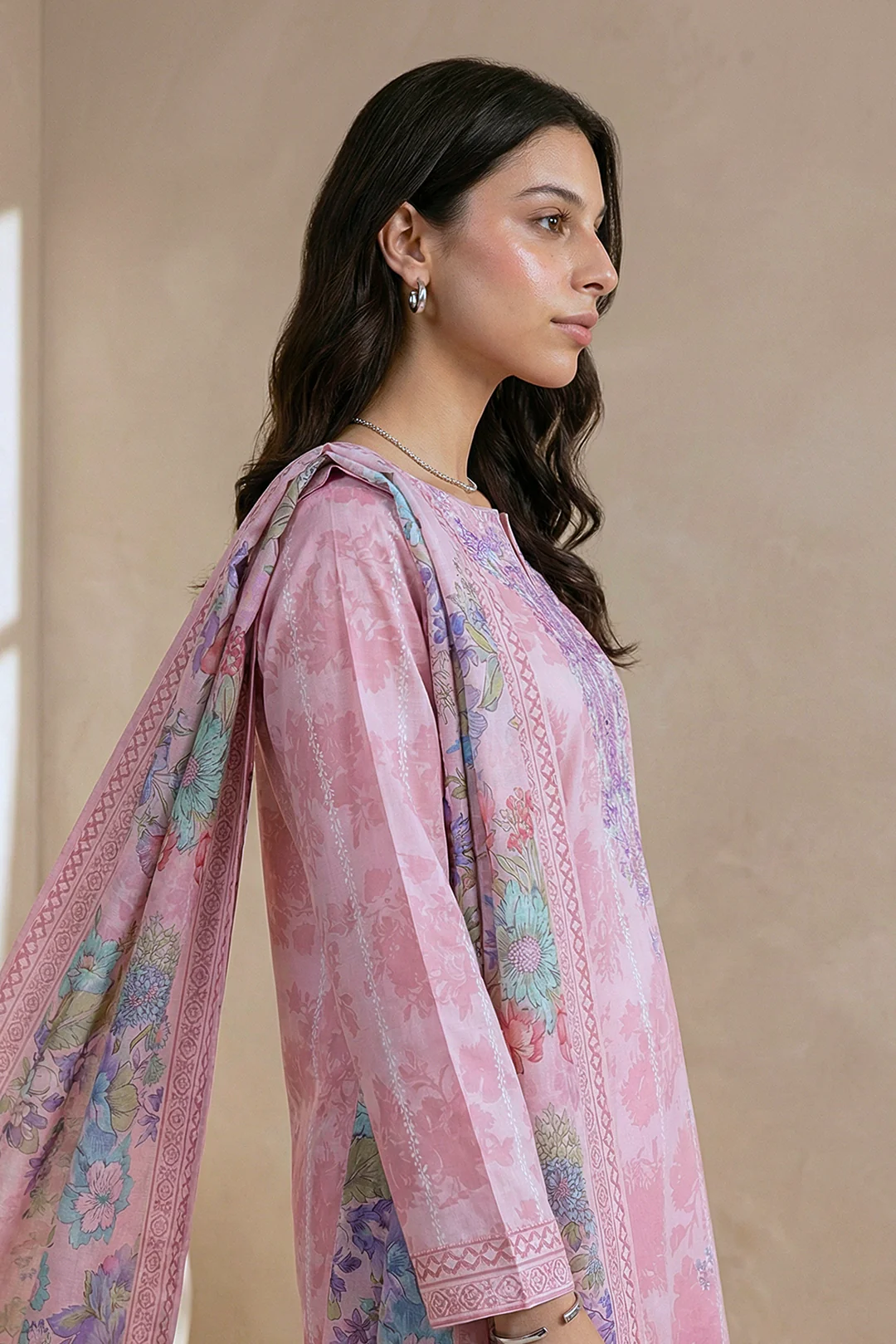 Embroidered Kurta Dupatta Trouser - 1960 - Image 2