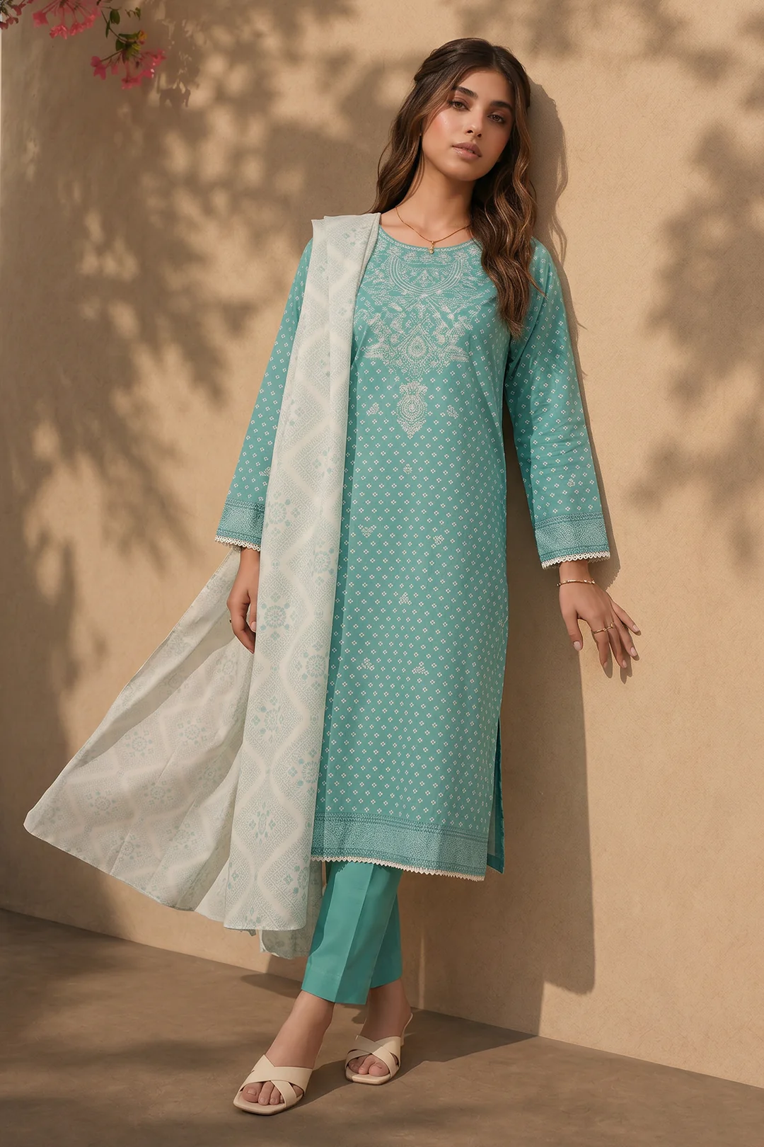 Embroidered Kurta Dupatta Trouser - 1962 - Image 3