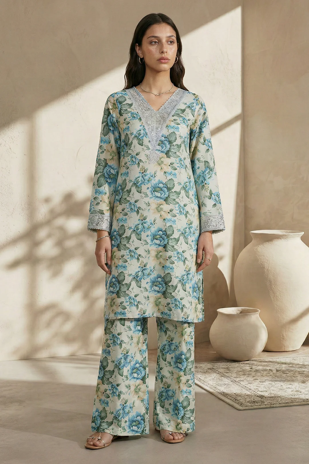 Embroidered Kurta Dupatta Trouser - 2185 - Image 3