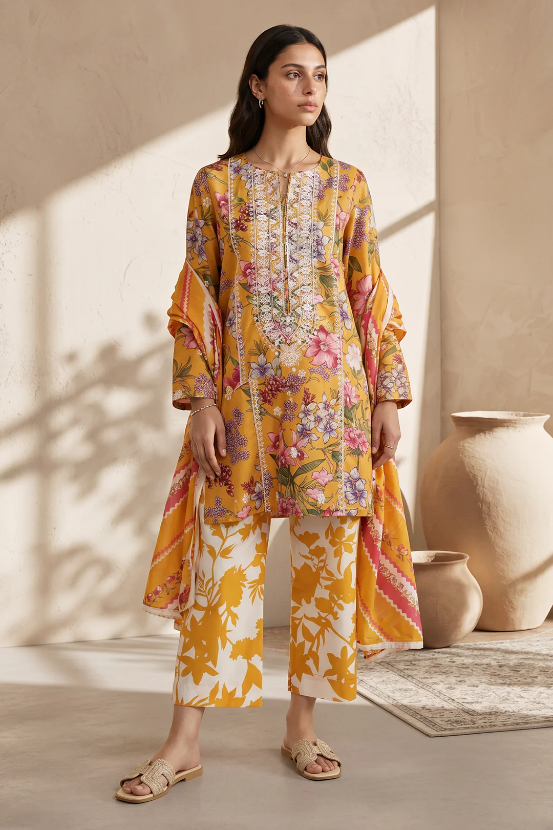 Embroidered Kurta Dupatta Trouser - 2187 - Image 3