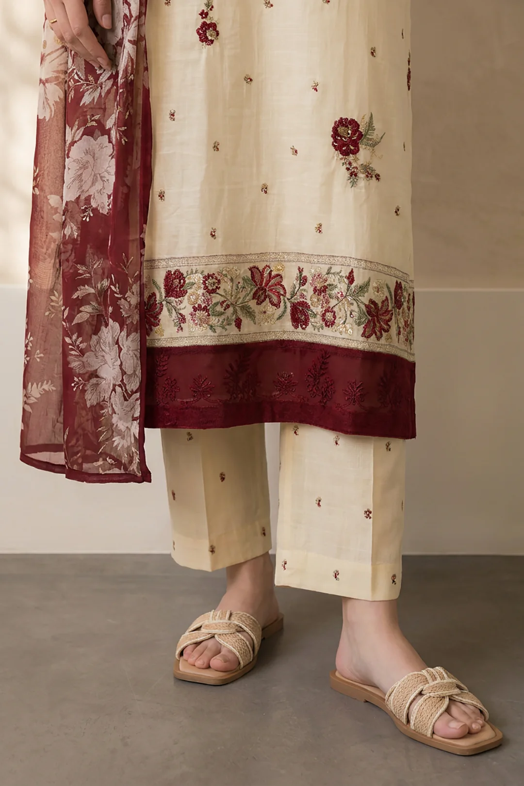 Embroidered Kurta Dupatta Trouser - 3220 - Image 4