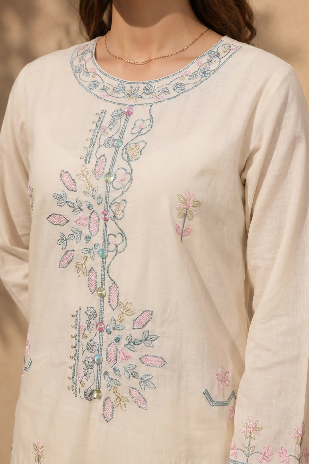 Embroidered Kurta Dupatta Trouser - 3225 - Image 3