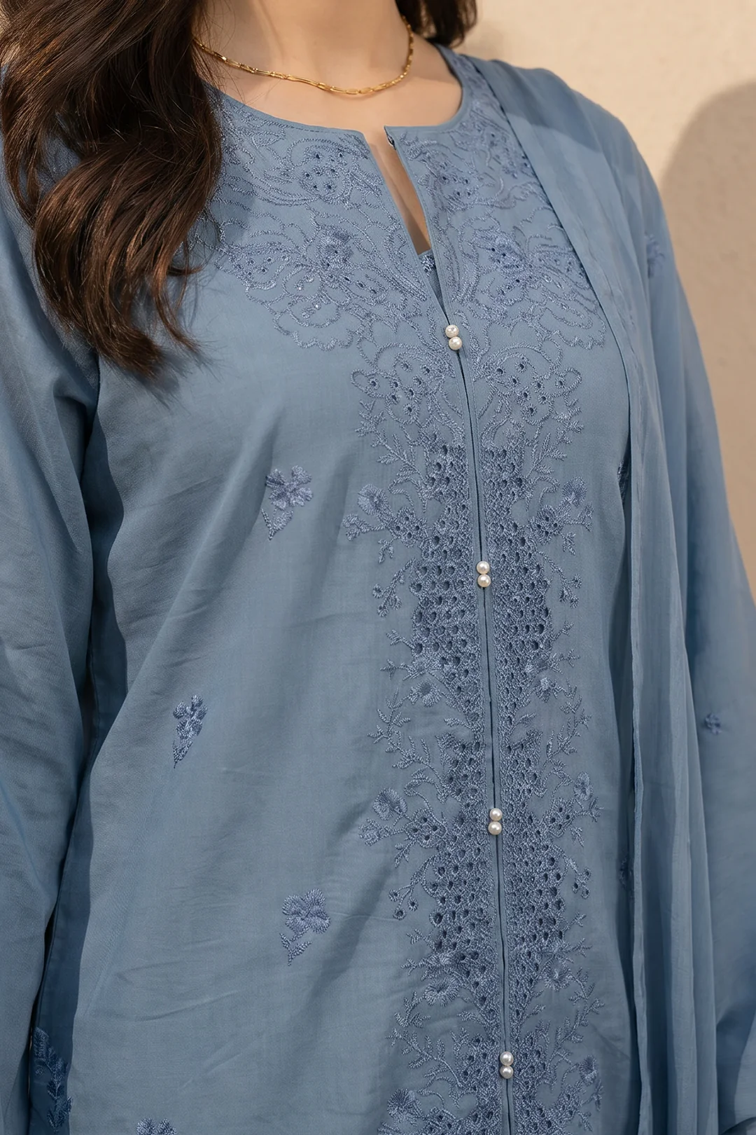 Embroidered Kurta Dupatta Trouser - 3712 - Image 4