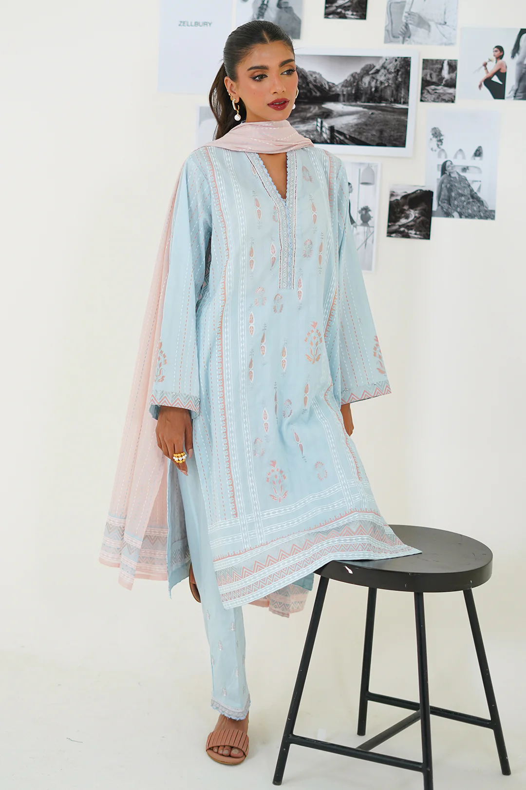Embroidered Kurta Dupatta Trouser - 0756 - Image 2