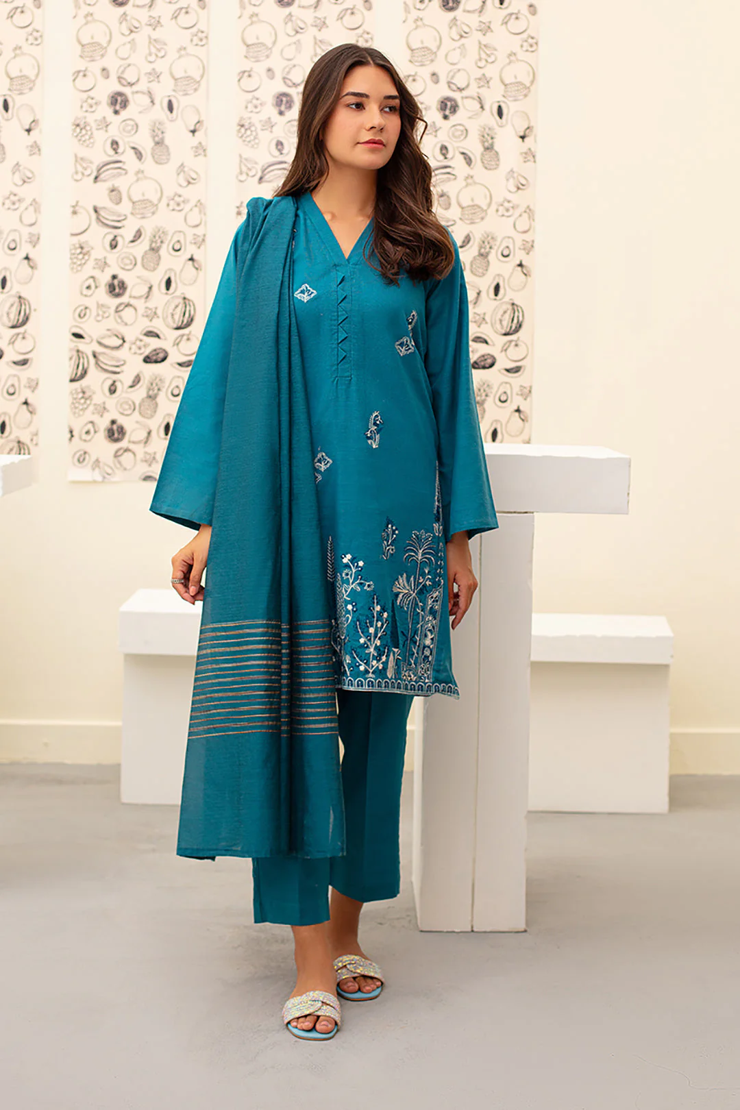 Embroidered Kurta Dupatta Trouser - 1414 - Image 2