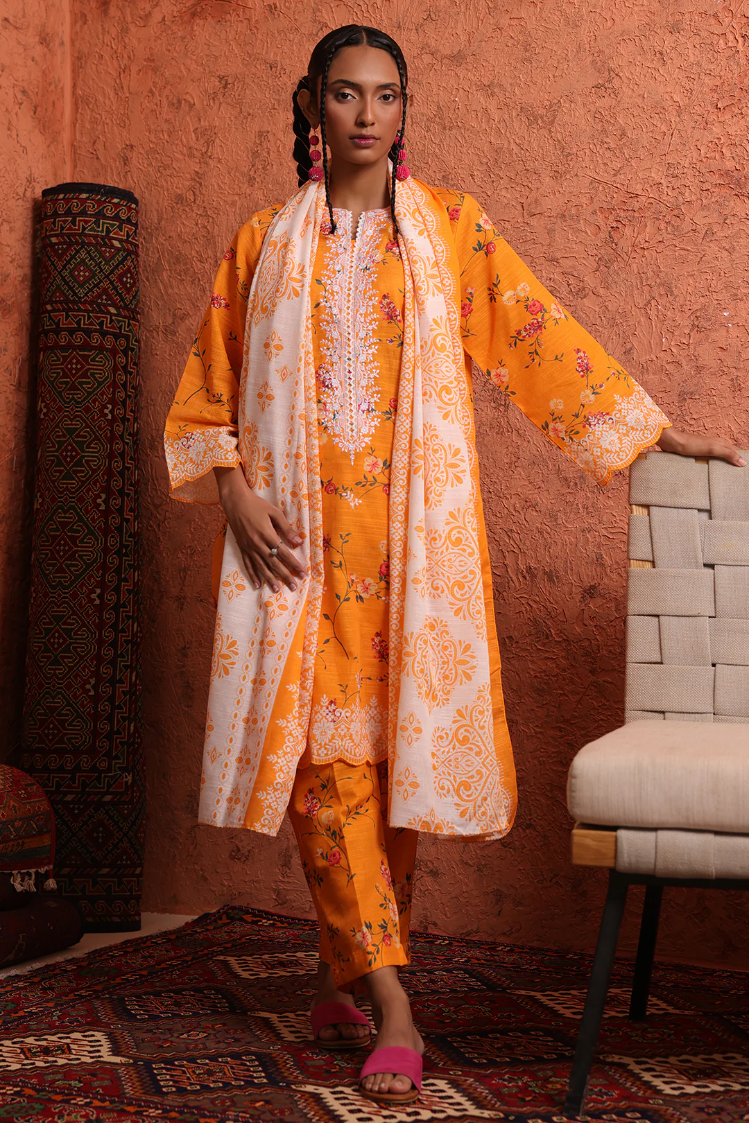Embroidered Kurta Dupatta Trouser - 1544 - Image 2