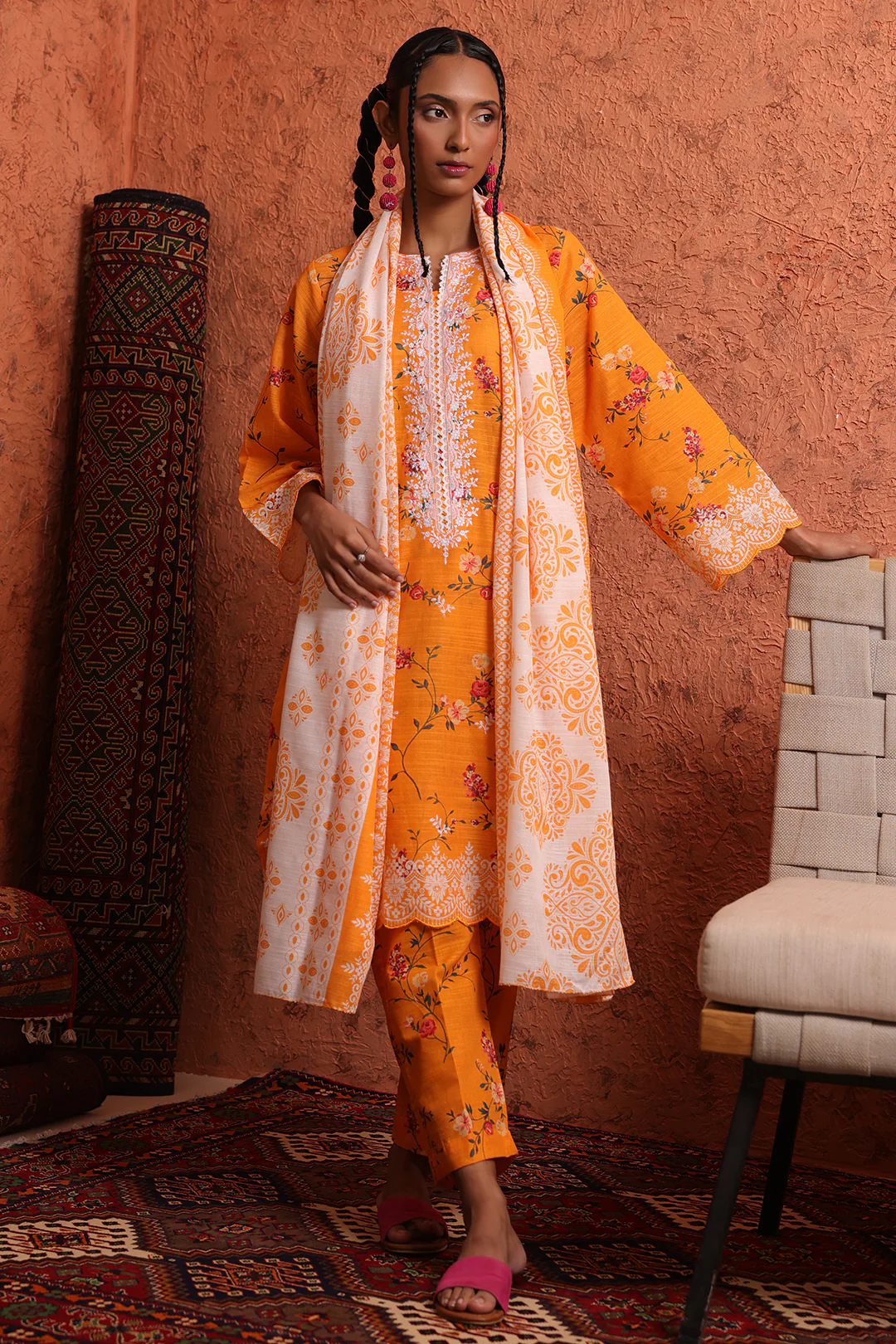 Embroidered Kurta Dupatta Trouser - 1544 - Image 3