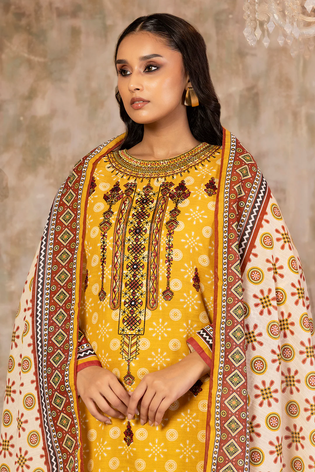 Embroidered Kurta Dupatta Trouser - 3041 - Image 4