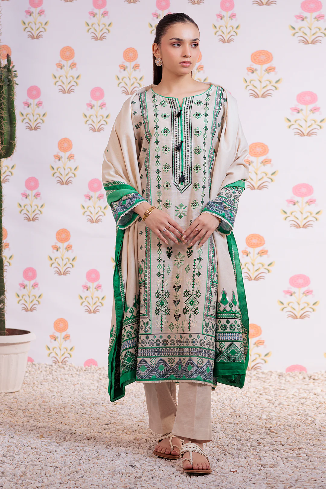 Embroidered Kurta Dupatta Trouser - 3075 - Image 5
