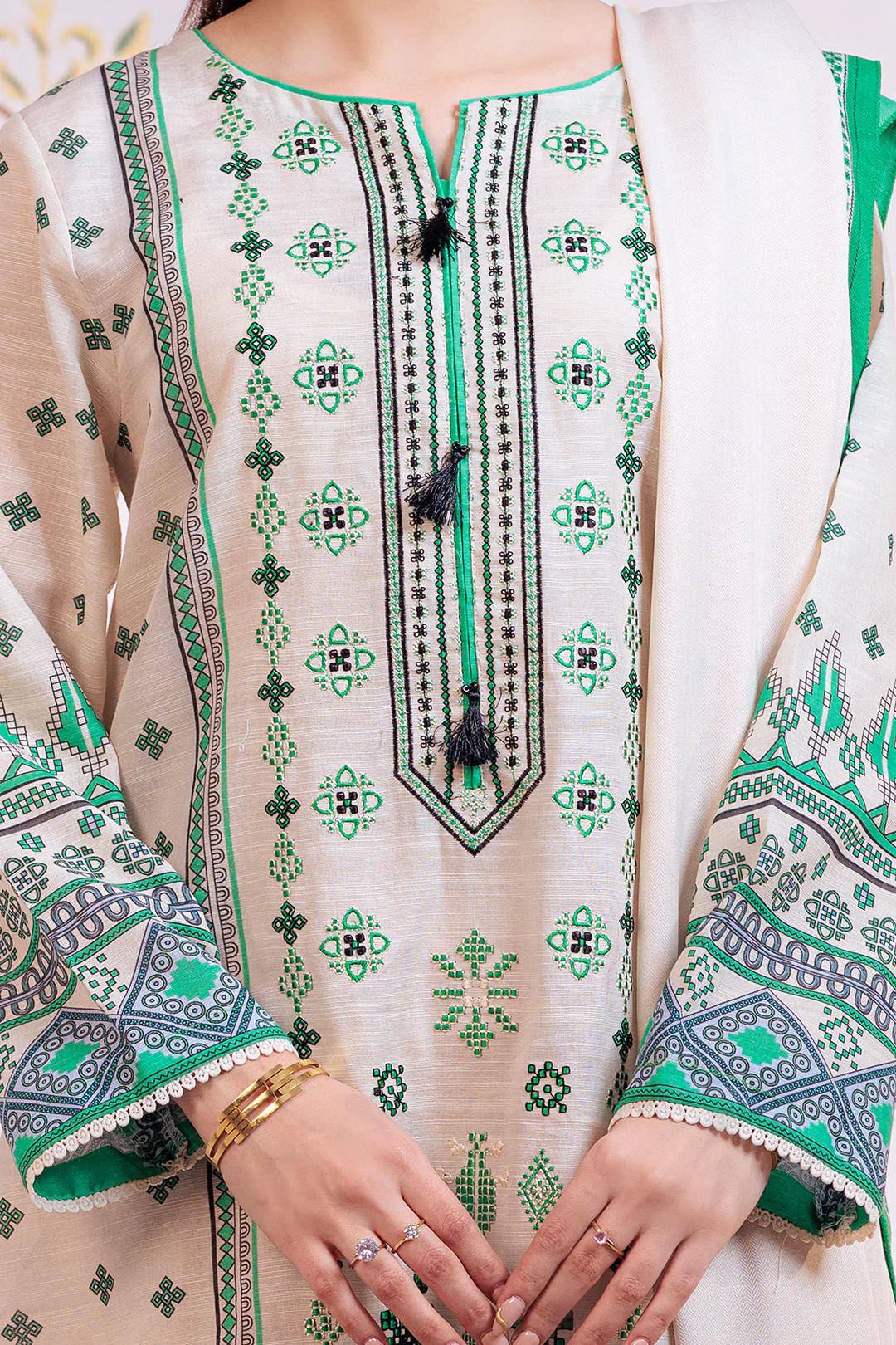 Embroidered Kurta Dupatta Trouser - 3075 - Image 7