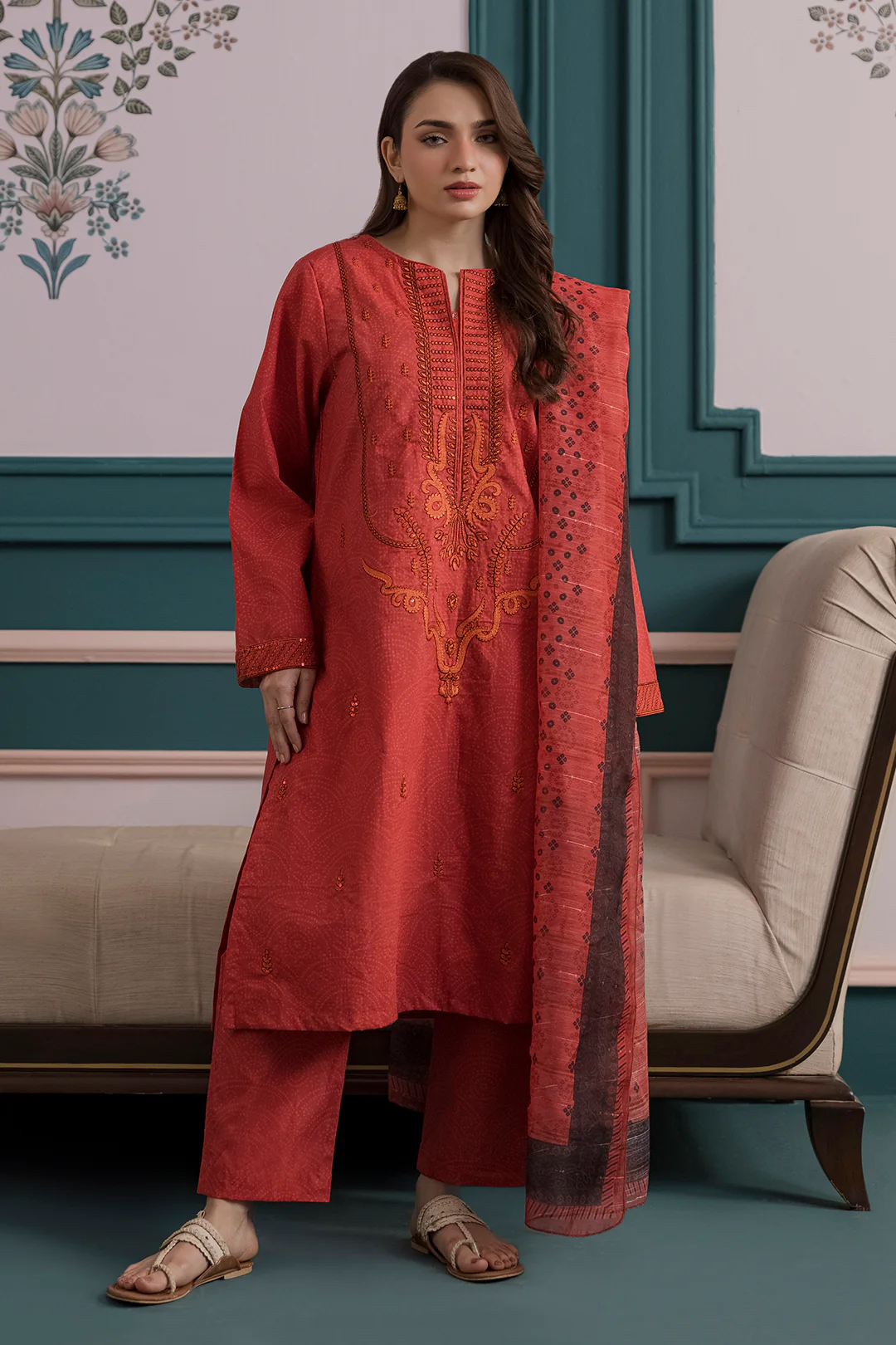 Embroidered Kurta Dupatta Trouser - 3157