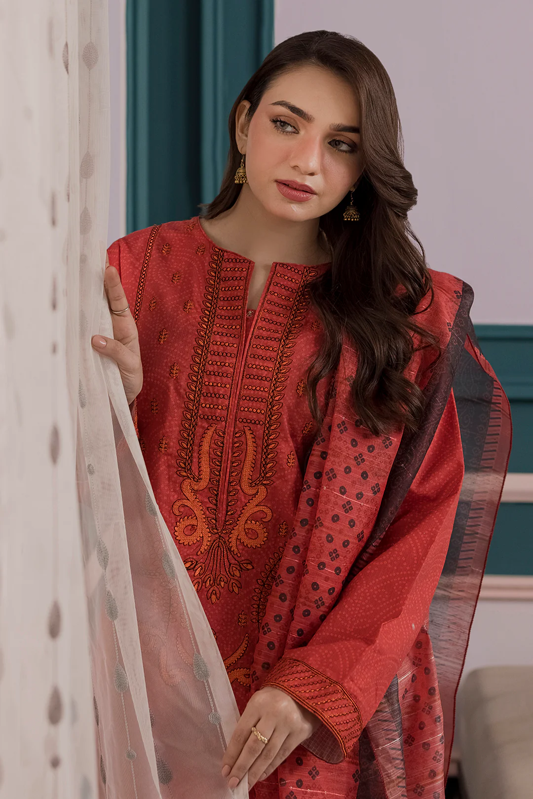 Embroidered Kurta Dupatta Trouser - 3157 - Image 2
