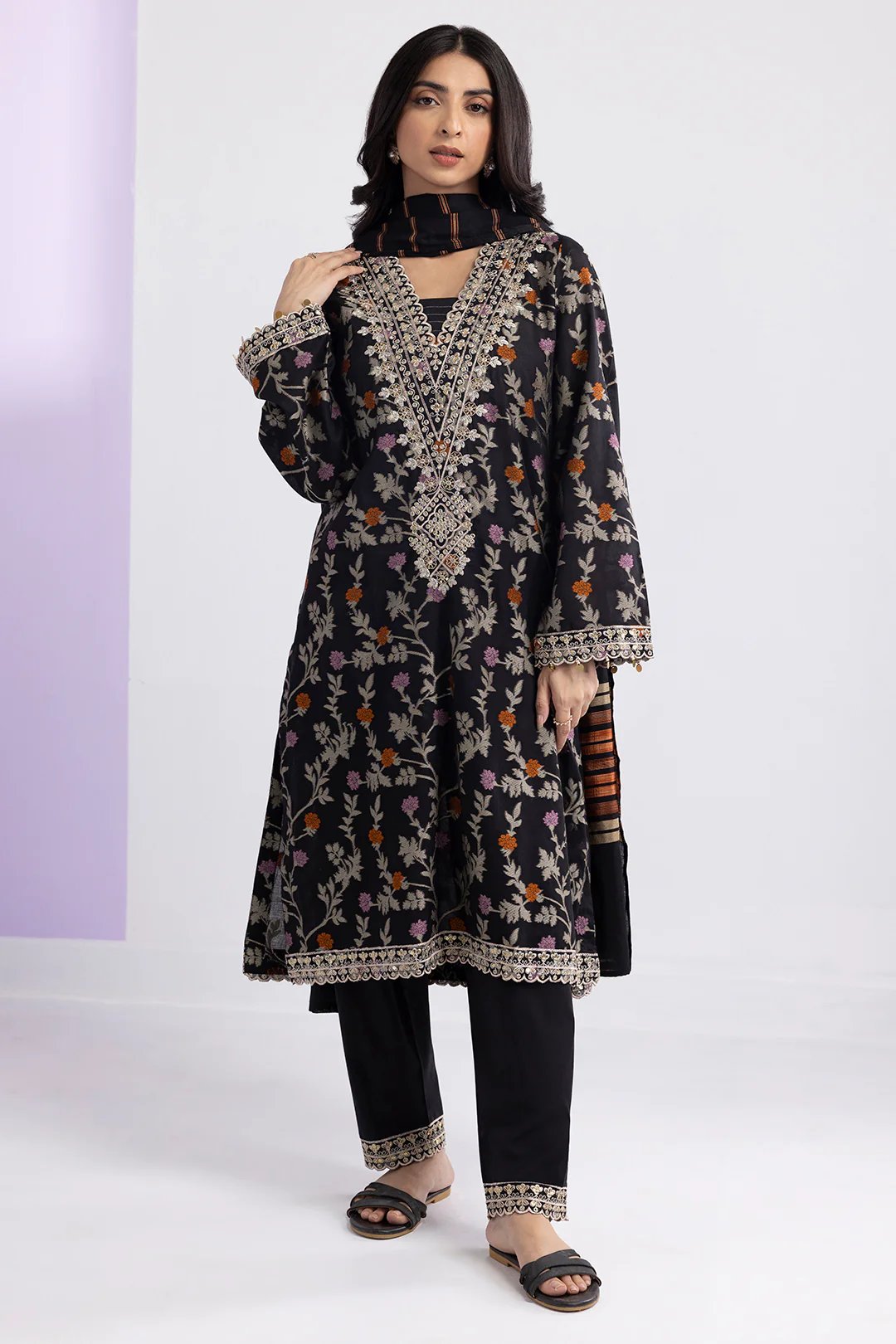 Embroidered Kurta Dupatta Trouser - 3358