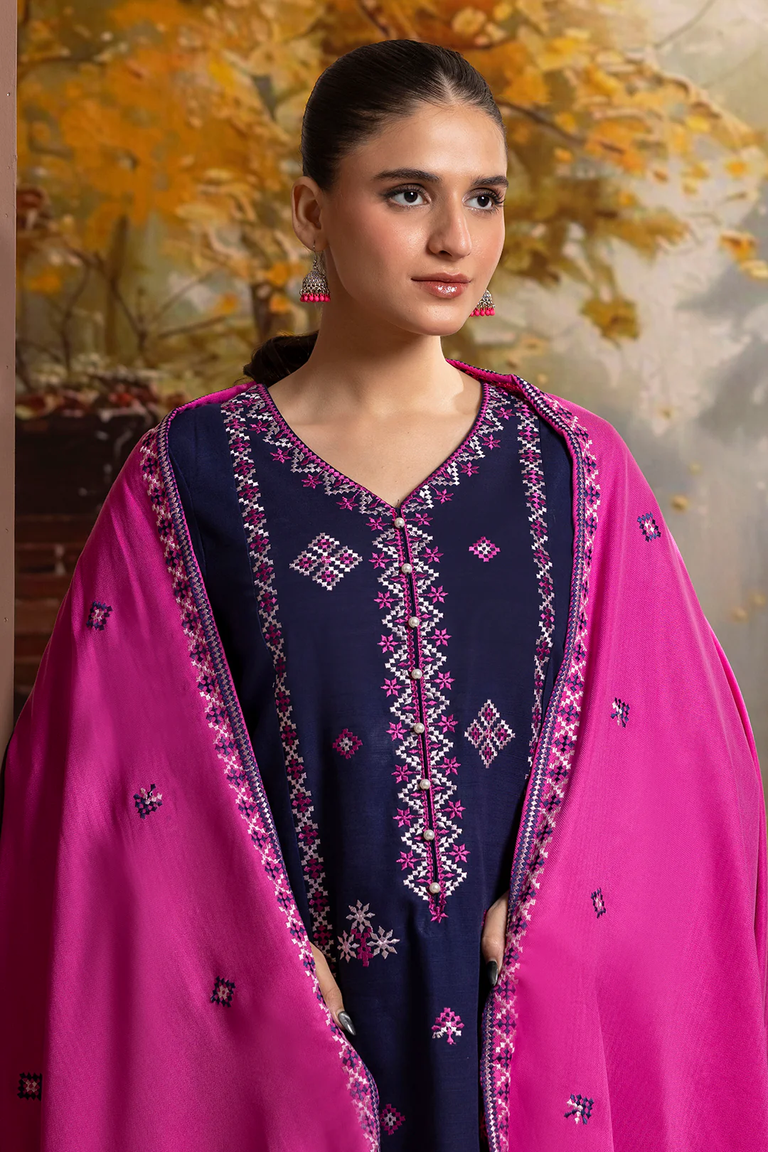 Embroidered Kurta Dupatta Trouser - 3373 - Image 2