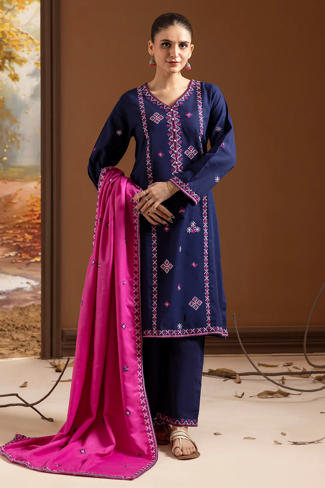 Embroidered Kurta Dupatta Trouser - 3373 - Image 5