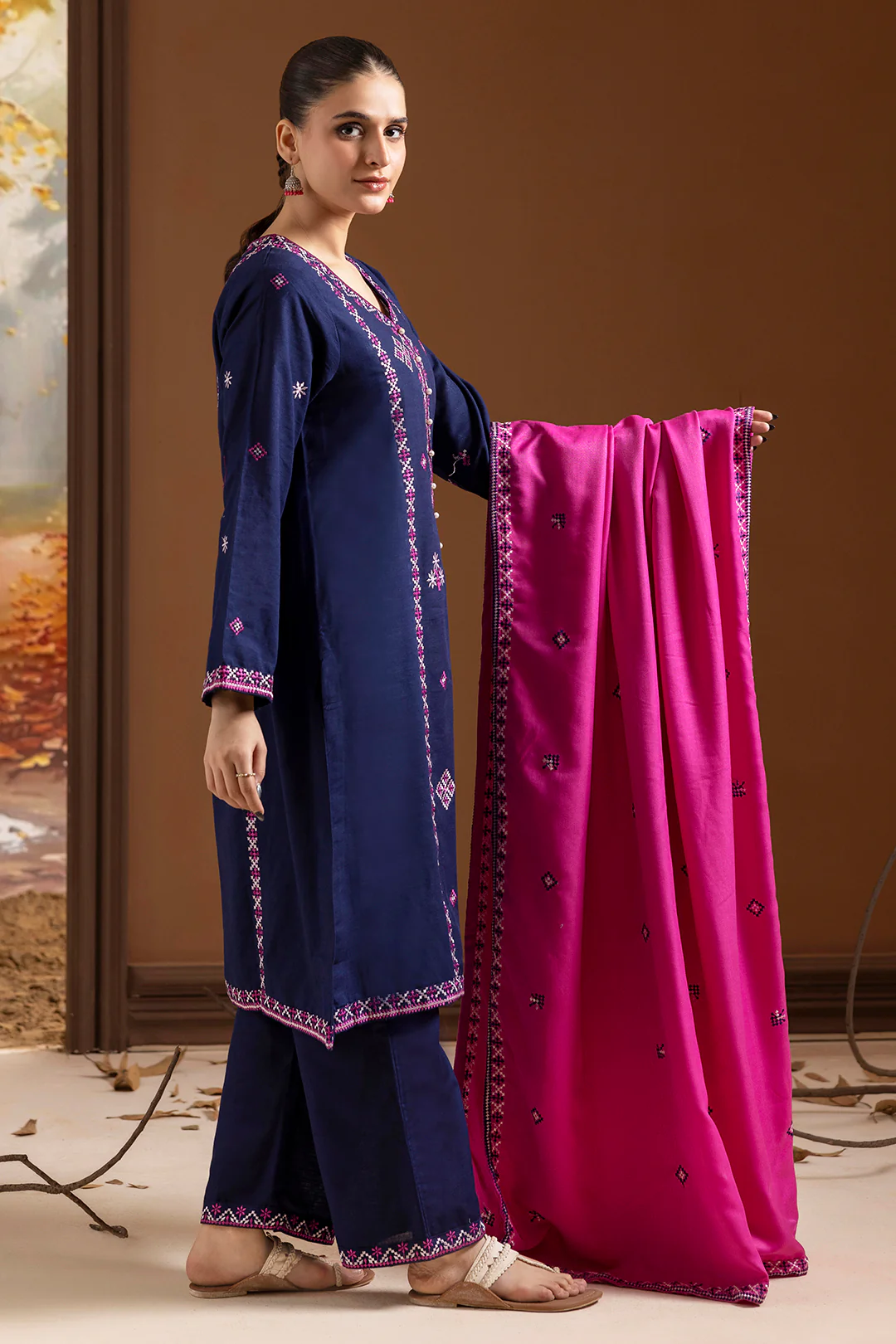 Embroidered Kurta Dupatta Trouser - 3373 - Image 7