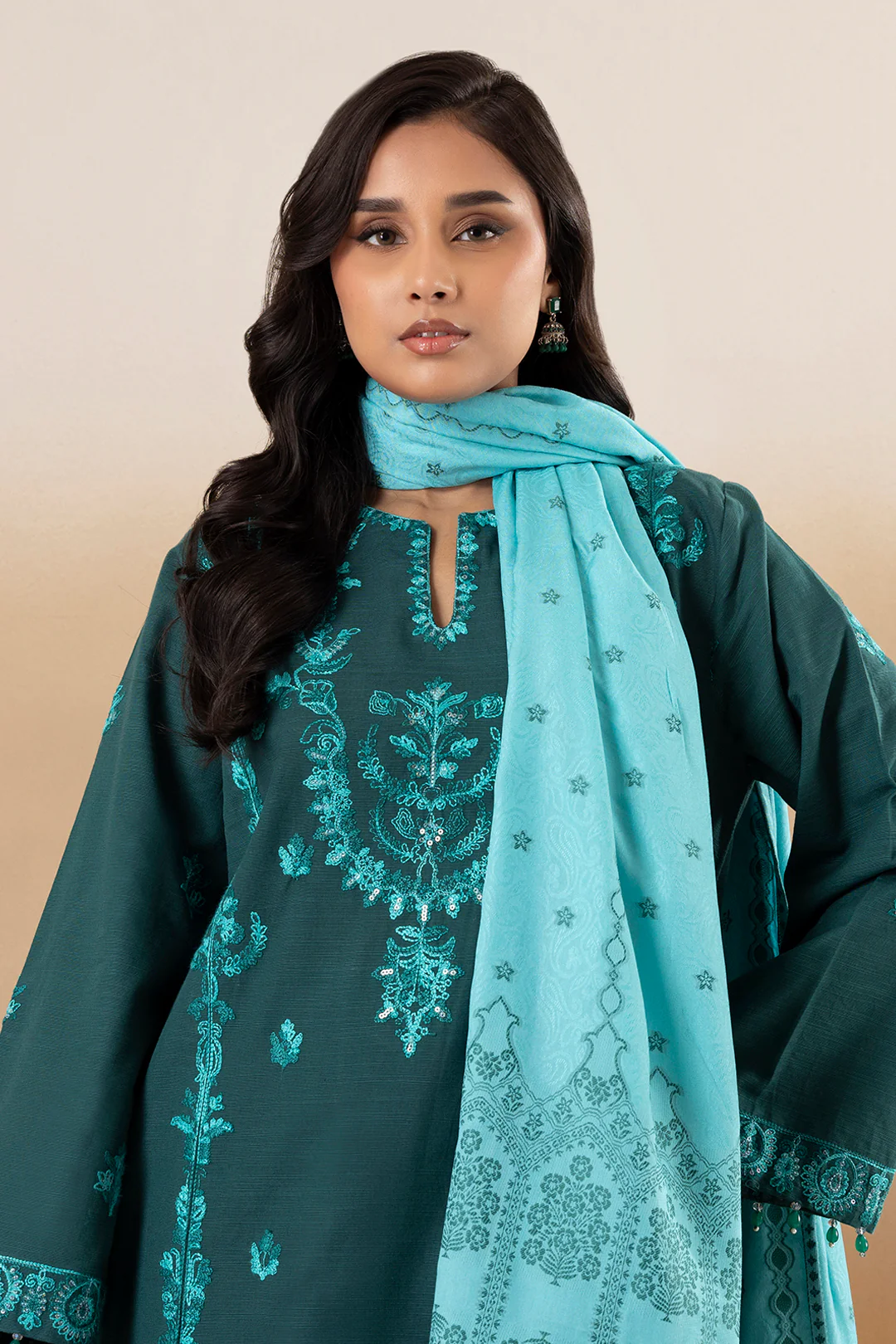 Embroidered Kurta Dupatta Trouser - 3378 - Image 2